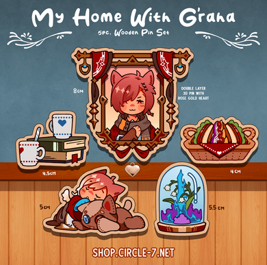 My Home with G'raha wooden pin set.
