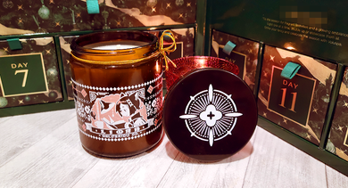 Photo of the Libra candle and its decorative jar.