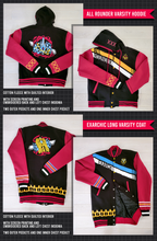 Load image into Gallery viewer, Exarchic Long Varsity Coat Photo - Back and Front